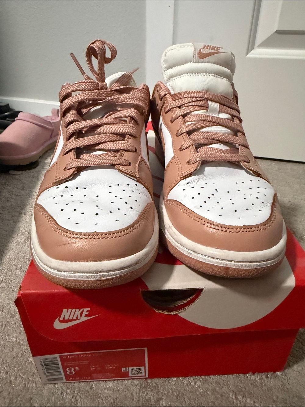 Nike Women's White and Rose Whisper Low-Top Sneakers